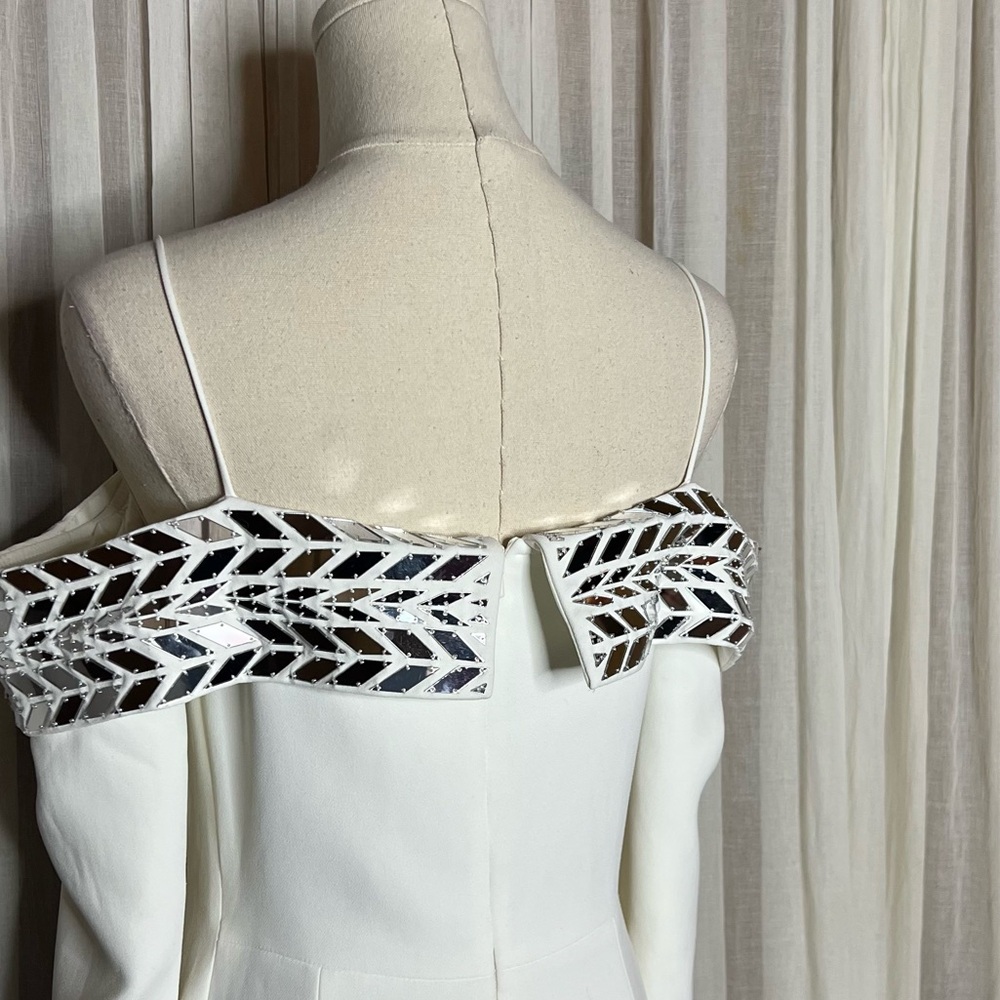 David Koma Plexi Tire White Off Shoulder Midi Dress - Picture 6 of 10